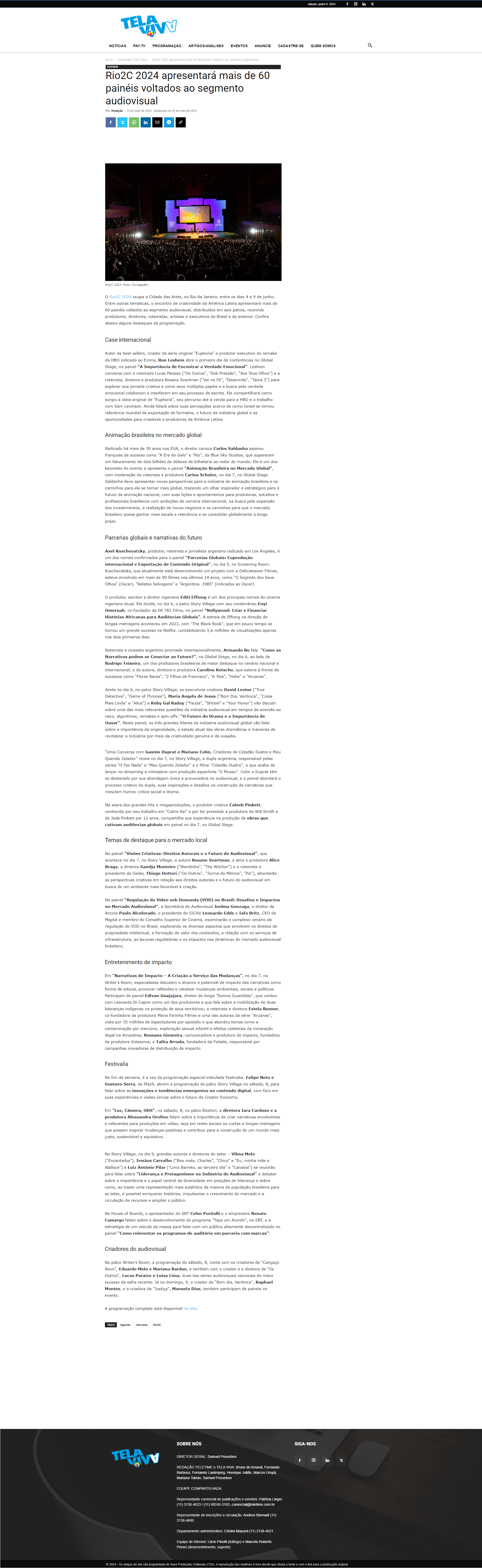 Rio2C 2024 apresentará mais de 60 painéis voltados ao segmento audiovisual
